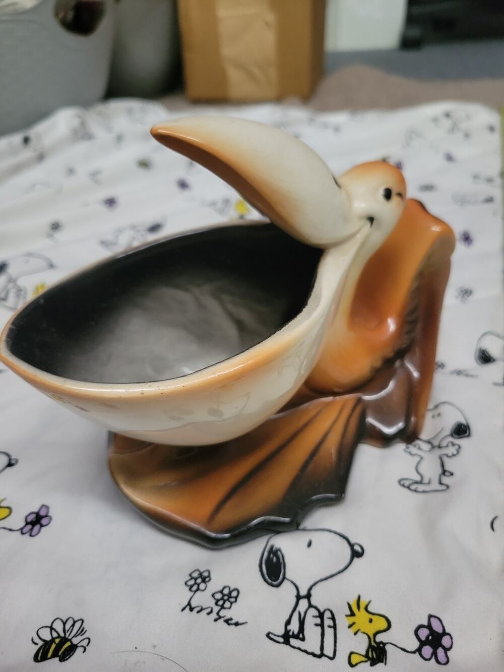 Vintage Mid Century Ceramic Pelican Dresser Caddy Planter No Chips or Cracks